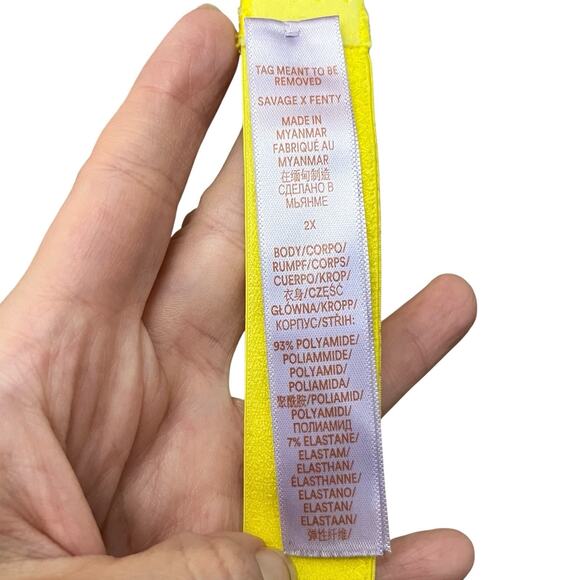 Savage X Fenty Bombshell Lace Bralette 2X Halter Neck Yellow Floral Medallion - Picture 7 of 8